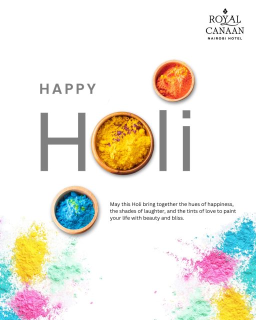 Nairobi, we wish you a vibrant and joyful #Holi. 🌸

May this festival of colors fill your homes with happiness, your hearts with warmth, and your day with beautiful moments shared with family and friends.

From all of us at @royalcanaannairobihotel, Happy Holi to our cherished guests, partners, and well-wishers celebrating.
.
.
#HappyHoli #FestivalofColors #HoliVibes #Celebrations #ColorsSplash #FestiveMood
