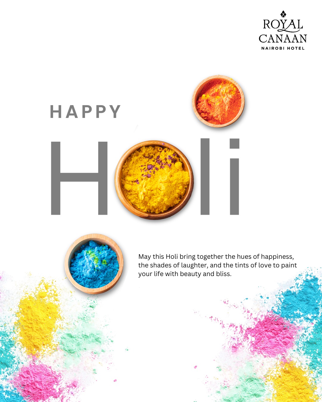 Nairobi, we wish you a vibrant and joyful #Holi. 🌸

May this festival of colors fill your homes with happiness, your hearts with warmth, and your day with beautiful moments shared with family and friends.

From all of us at @royalcanaannairobihotel, Happy Holi to our cherished guests, partners, and well-wishers celebrating.
.
.
#HappyHoli #FestivalofColors #HoliVibes #Celebrations #ColorsSplash #FestiveMood