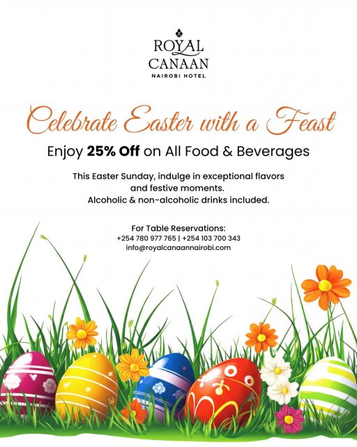 Gather, Give Thanks & Celebrate Easter Together 🐰🥚

Celebrate the joy of #Easter the way it’s meant to be—together, around a table filled with great food and warm conversations.

This Easter Sunday, indulge in a delightful dining experience and enjoy 25% off on all food & beverages, including alcoholic and non-alcoholic selections.

✨ A perfect reason to gather.
✨ A perfect place to celebrate.

Reserve your table today.
📞 For Reservations: +254 780 977 765 | +254 103 700 343
.
#EasterSunday #EasterCelebration #NairobiDining #FoodieNairobi #EasterFeast #HotelDining #CelebrateTogether