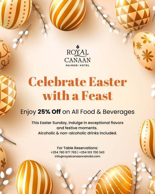 Gather, Give Thanks & Celebrate Easter Together 🐰🥚

Celebrate the joy of #Easter the way it’s meant to be—together, around a table filled with great food and warm conversations.

This Easter Sunday, indulge in a delightful dining experience and enjoy 25% off on all food & beverages, including alcoholic and non-alcoholic selections.

✨ A perfect reason to gather.
✨ A perfect place to celebrate.

Reserve your table today.
📞 For Reservations: +254 780 977 765 | +254 103 700 343
.
#EasterSunday #EasterCelebration #NairobiDining #FoodieNairobi #EasterFeast #HotelDining #CelebrateTogether