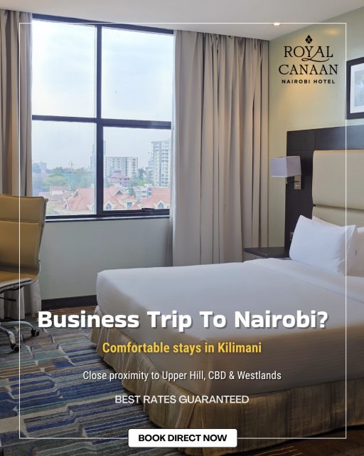 Coming to Nairobi for work? We've got your stay covered.

Whether you're here for a business trip, meeting, training or conference, stay comfortably in Kilimani—close to Upper Hill, CBD and Westlands.

Enjoy comfortable rooms, breakfast included and free Wi-Fi.

💻 Book Direct on our website for the best available rates: www.royalcanaannairobi.com (Link in bio)

📲 Or WhatsApp us to check availability and book with our team. 
0780 977765

Book Direct. Pay Less.
.
.
#RoyalCanaanNairobiHotel #BusinessTravel #NairobiHotels #CityHotel #BusinessHotel #Kilimani #BookDirect #MeetingsAndConferences