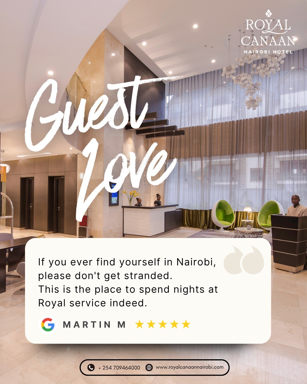 Nairobi business trips can be demanding. Where you stay shouldn’t be. ✨

A heartfelt thank you to Martin M for the wonderful review and for choosing @royalcanaannairobihotel .

Conveniently located near the CBD and key business destinations, we offer a comfortable and welcoming stay when business brings you to the city.

Planning your next business trip to #Nairobi? Check availability and book direct.

🌐 https://royalcanaannairobi.com (link in bio)
📲 WhatsApp: 0780 977 765

#RoyalCanaanNairobiHotel #BusinessHotel #GuestFeedback #GuestExperience #NairobiHotels #BusinessStay #HappyGuests #FiveStarReview